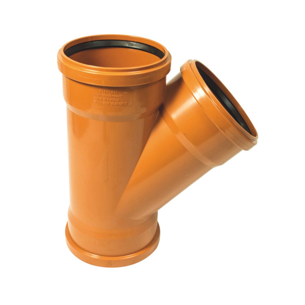 Image of FloPlast Push-Fit 45Â° Triple Socket Equal Junction 160mm 