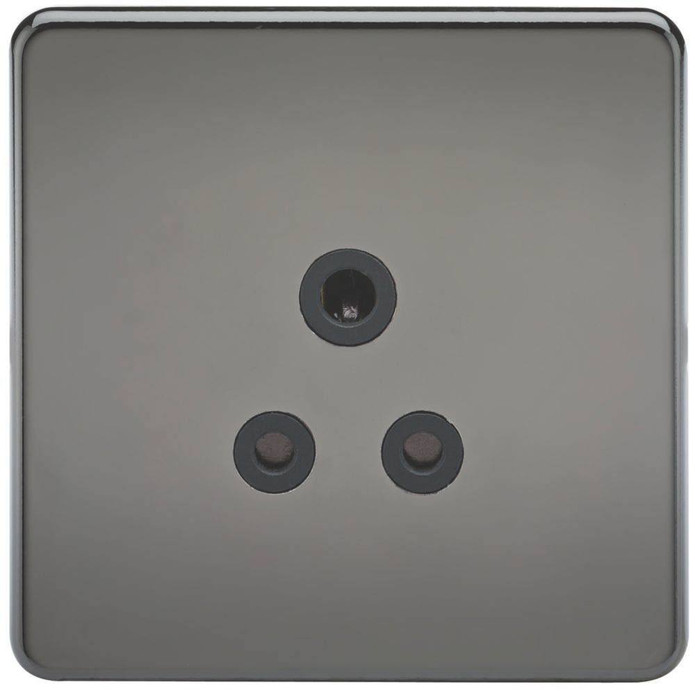 Image of Knightsbridge 5A 1-Gang Unswitched Socket Black Nickel with Black Inserts 