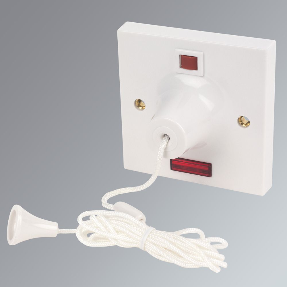 Image of MK 50A 1-Way Pull Cord Switch White with Neon 