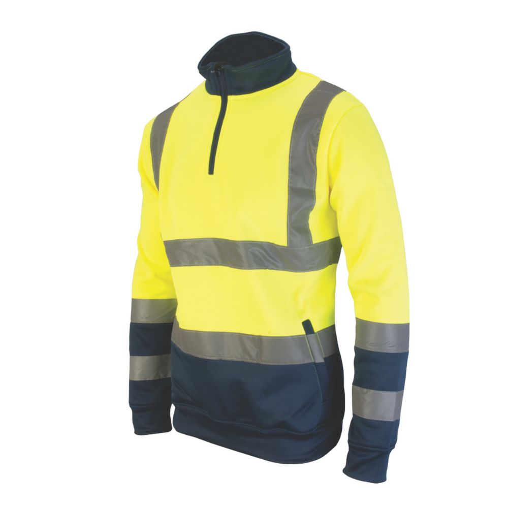 Image of Tough Grit Hi-Vis Sweatshirt Yellow / Navy Small Chest 