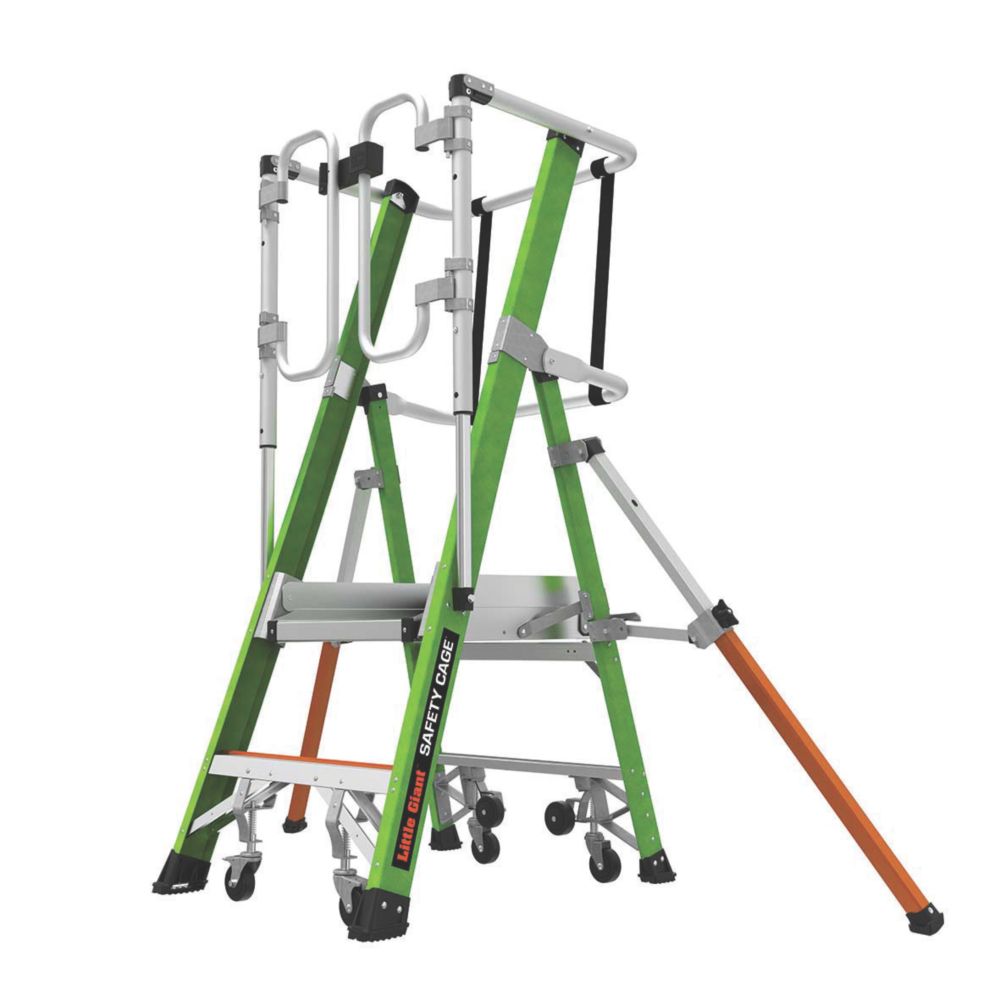 Image of Little Giant Safety Cage Series 2.0 Fibreglass & Aluminium 2-Treads Green Podium Step 0.56m 