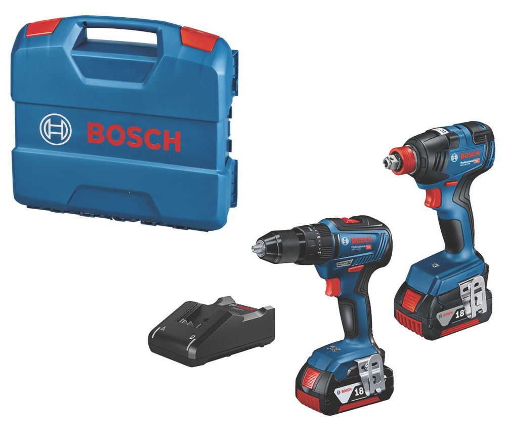 Image of Bosch 06019J2271 18V 2 x 4.0Ah Li-Ion Coolpack Brushless Cordless Power Tool Twin Pack 