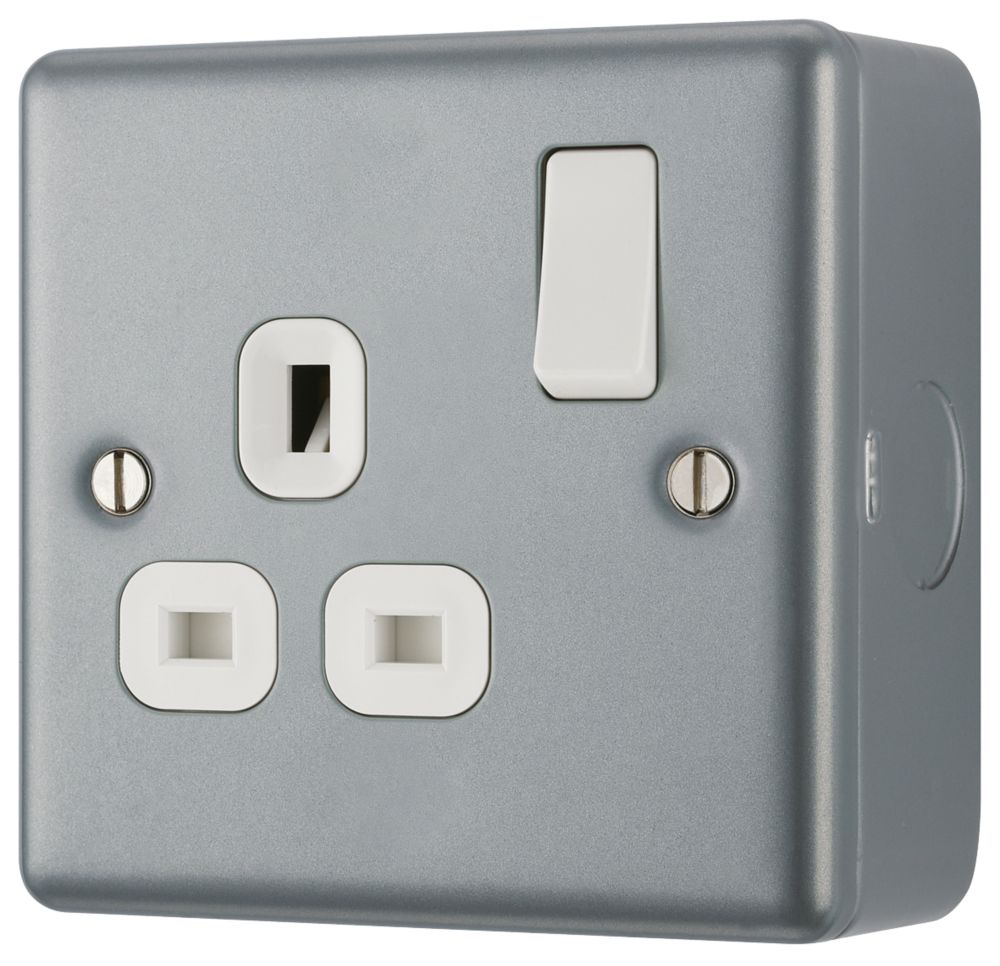 Image of British General 13A 1-Gang DP Switched Metal Clad Power Socket with White Inserts 