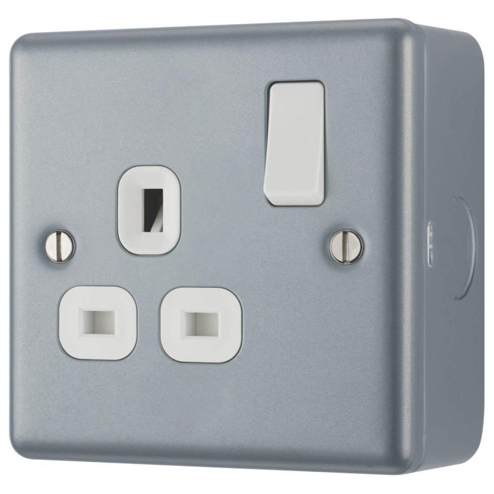 Image of British General 13A 1-Gang DP Switched Metal Clad Power Socket with White Inserts 