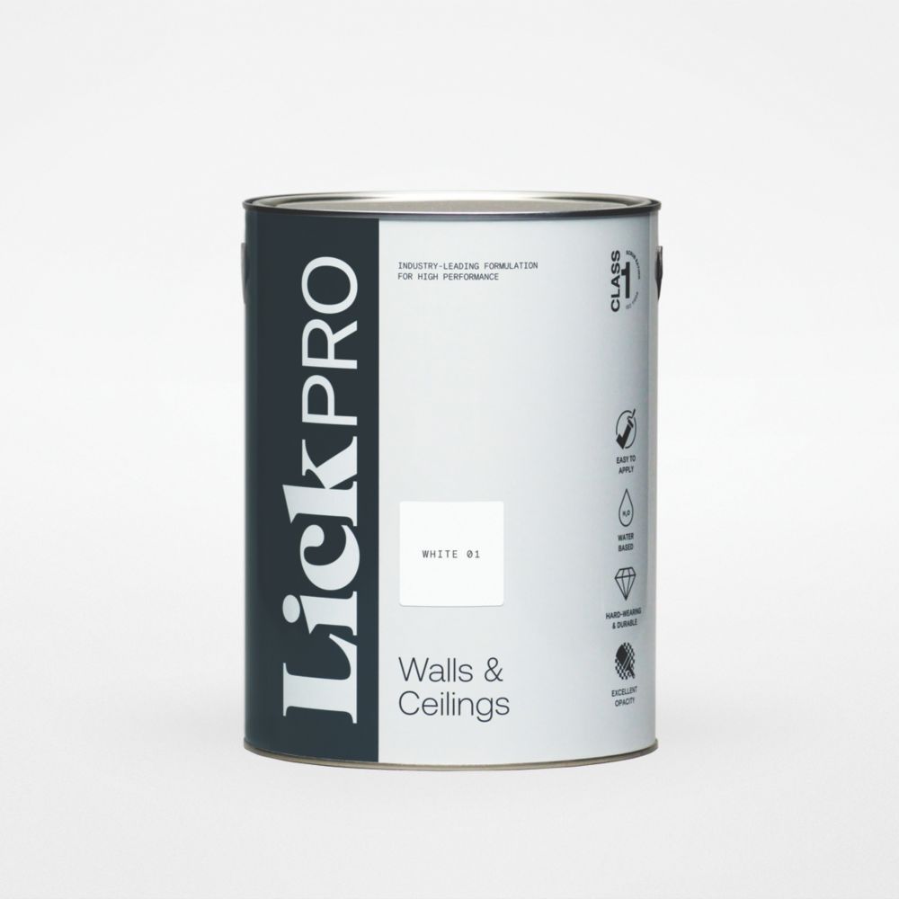 Image of LickPro Matt White 01 Emulsion Paint 5Ltr 
