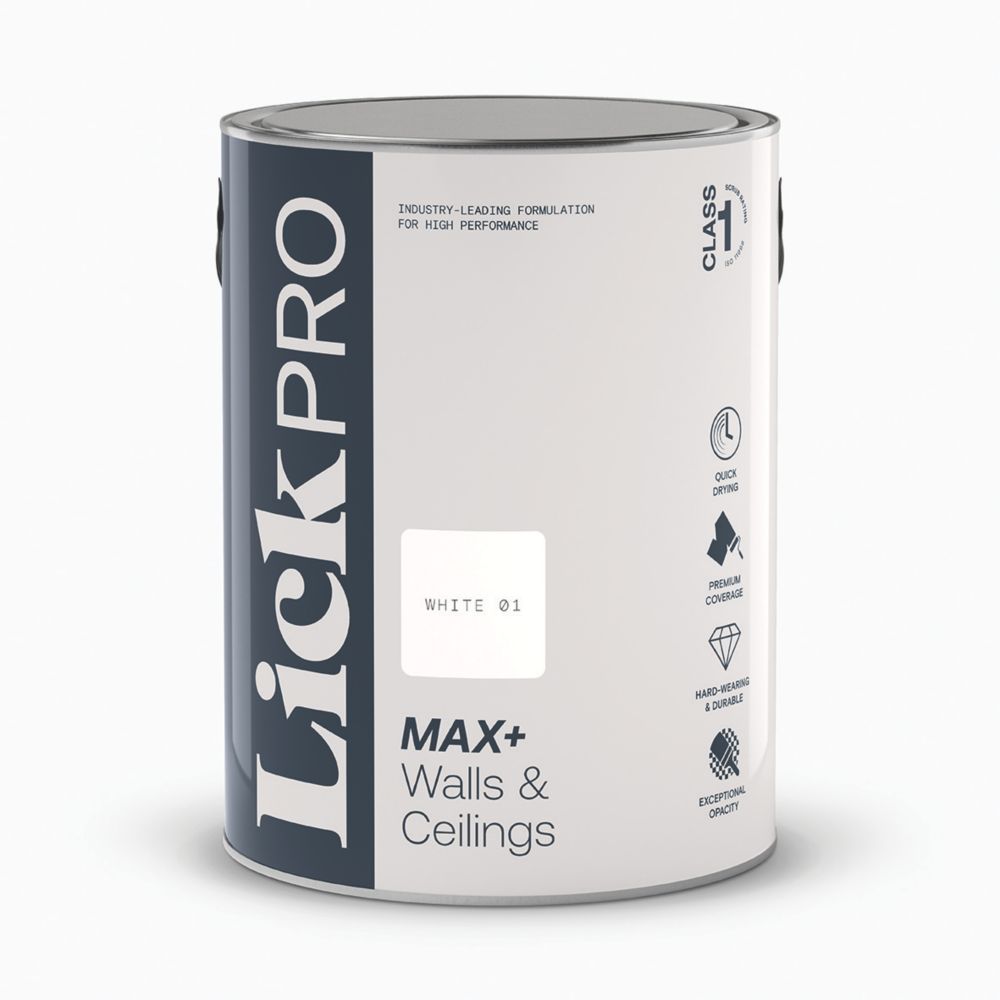Image of LickPro Matt White 01 Emulsion Paint 5Ltr 