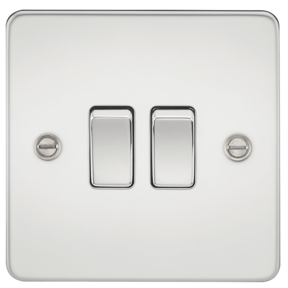 Image of Knightsbridge 10AX 2-Gang 2-Way Light Switch Polished Chrome 