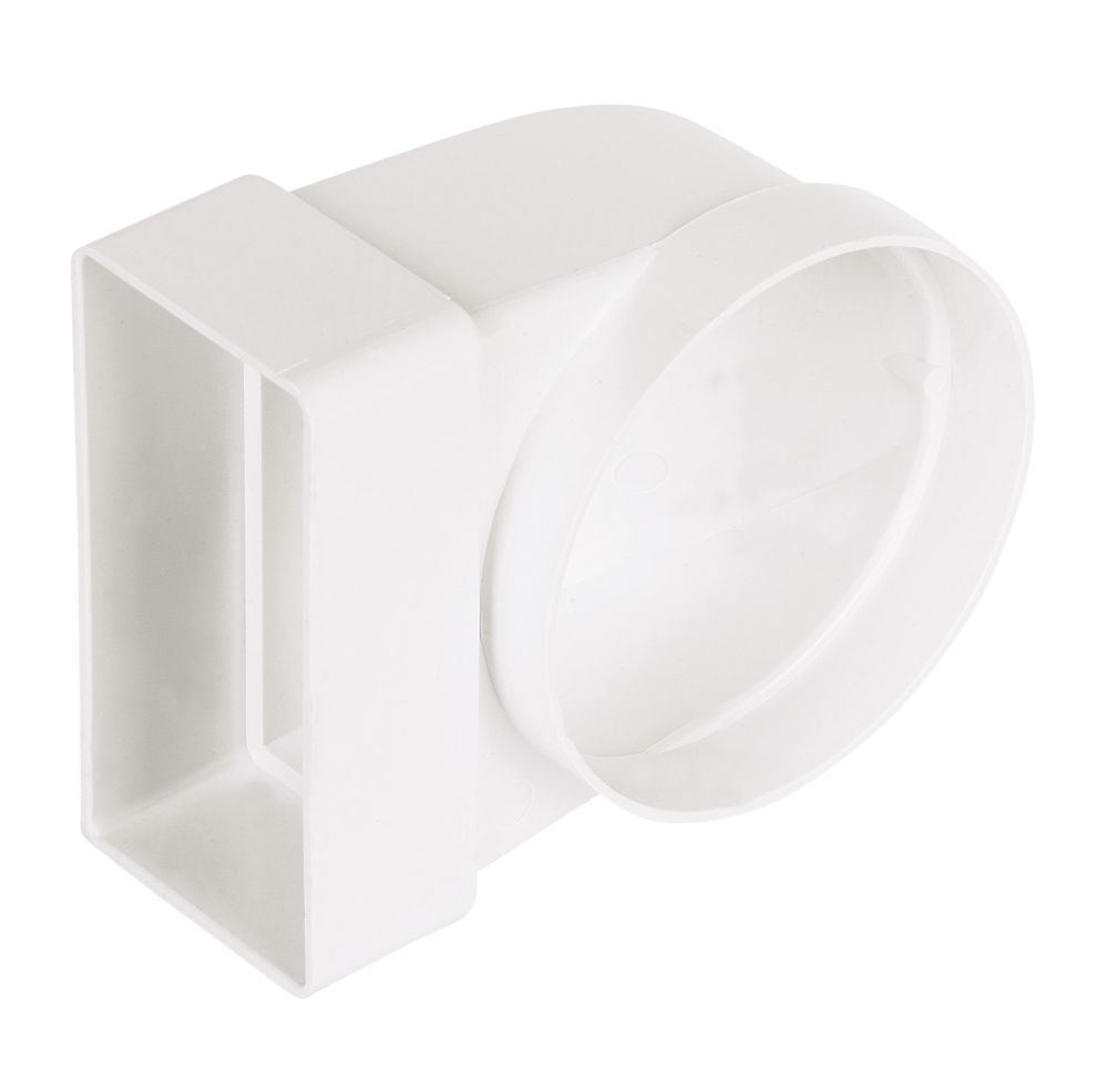 Image of Manrose Round to Rectangular 90Â° Bend Appliance Connector White 100mm 