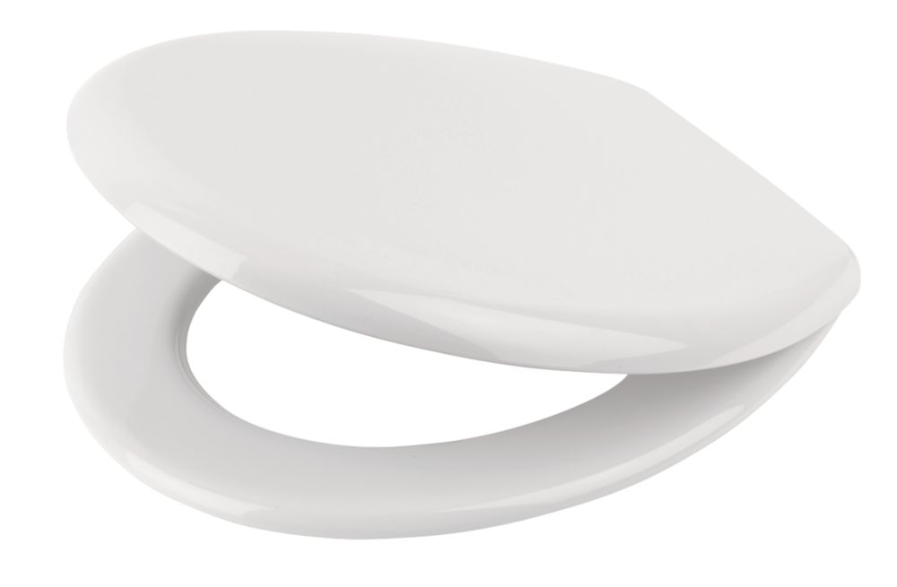 Image of Swirl Thermoplastic Standard Closing Toilet Seat Polypropylene White 