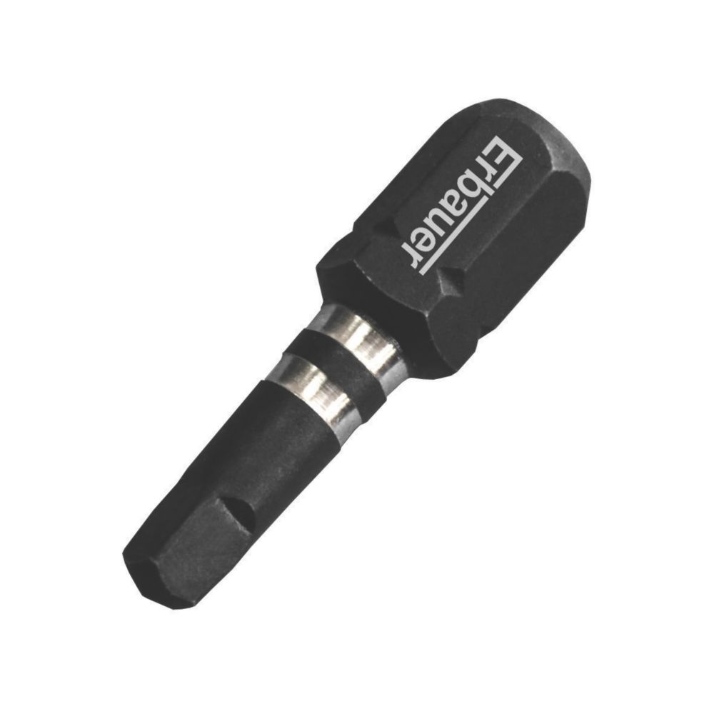 Image of Erbauer 1/4" 25mm Hex Shank SQ1 Impact Screwdriver Bits 3 Pack 