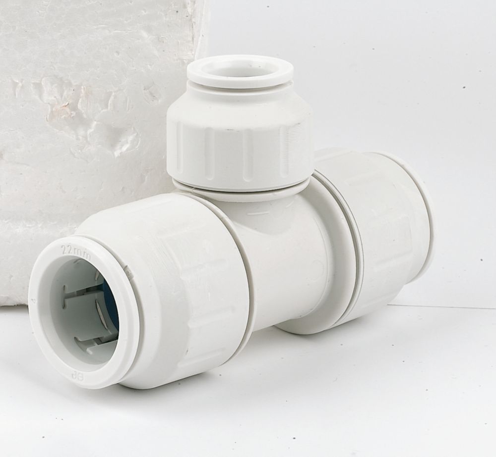 Image of JG Speedfit Plastic Push-Fit Reducing Tee 22mm x 22mm x 15mm 