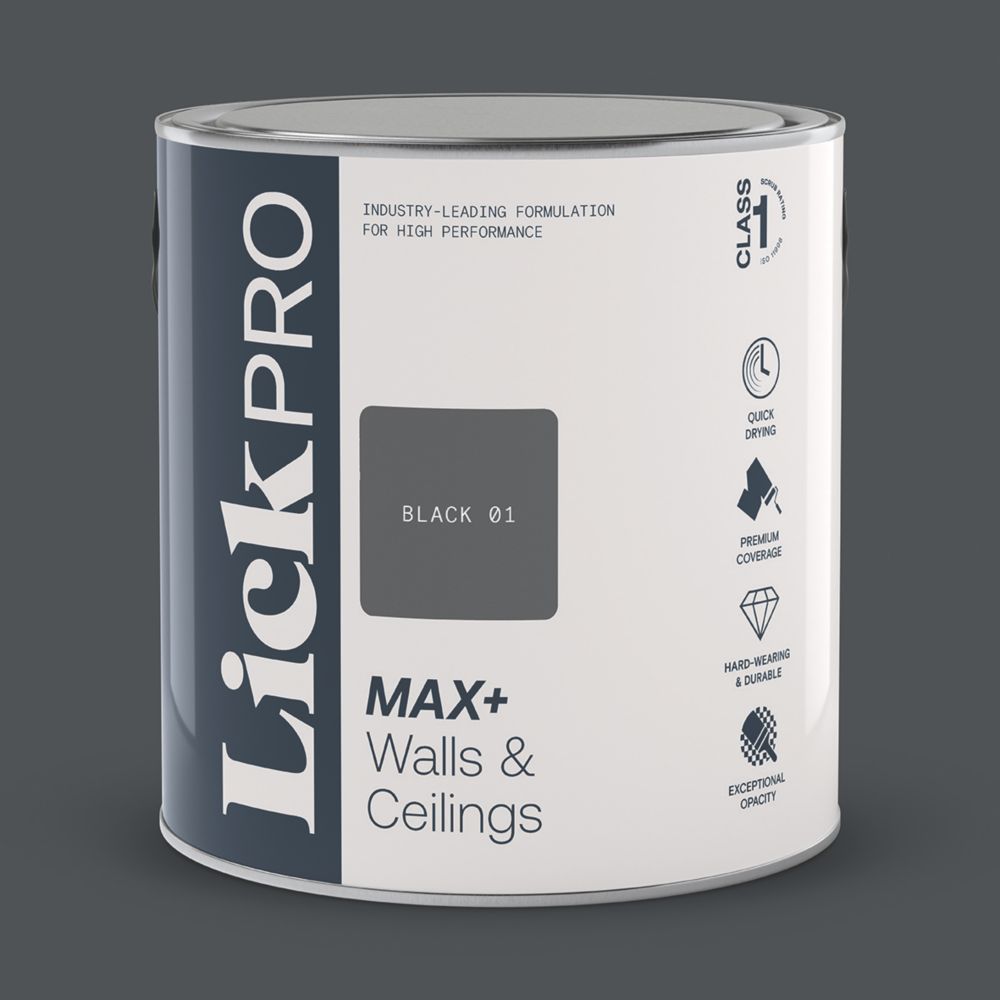 Image of LickPro Matt Black 01 Emulsion Paint 2.5Ltr 