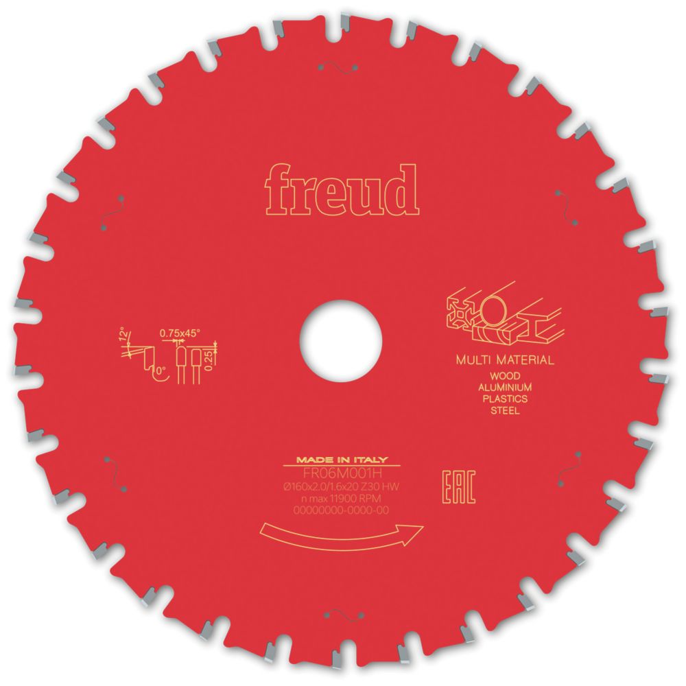 Image of Freud F03FS10114 Multi-Material Circular Saw Blade 160mm x 20mm 30T 