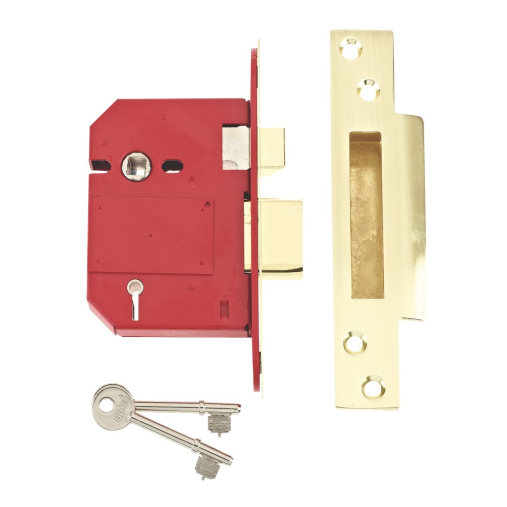 Image of Union Fire Rated Brass BS 5-Lever Mortice Sashlock 81mm Case - 57mm Backset 