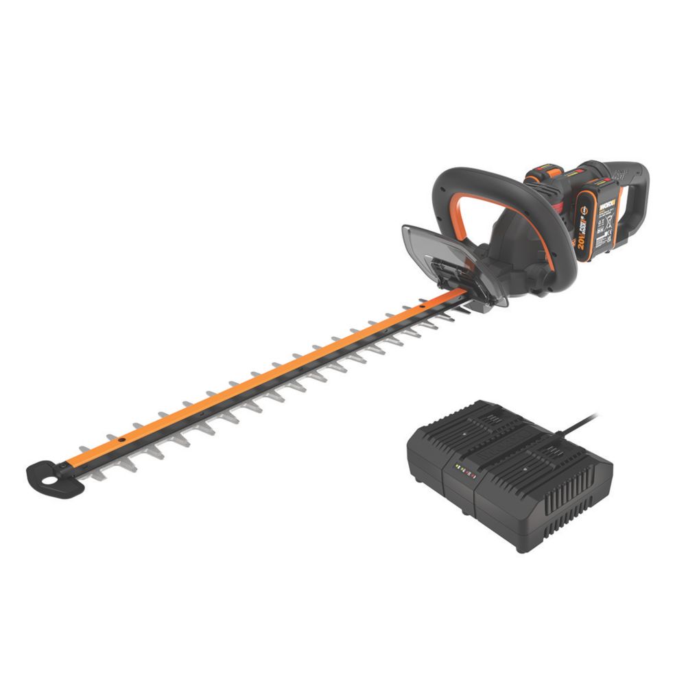 Image of Worx WG286E 61cm 40V 2 x 2.0Ah Lithium PowerShare Brushless Cordless Hedge Trimmer 