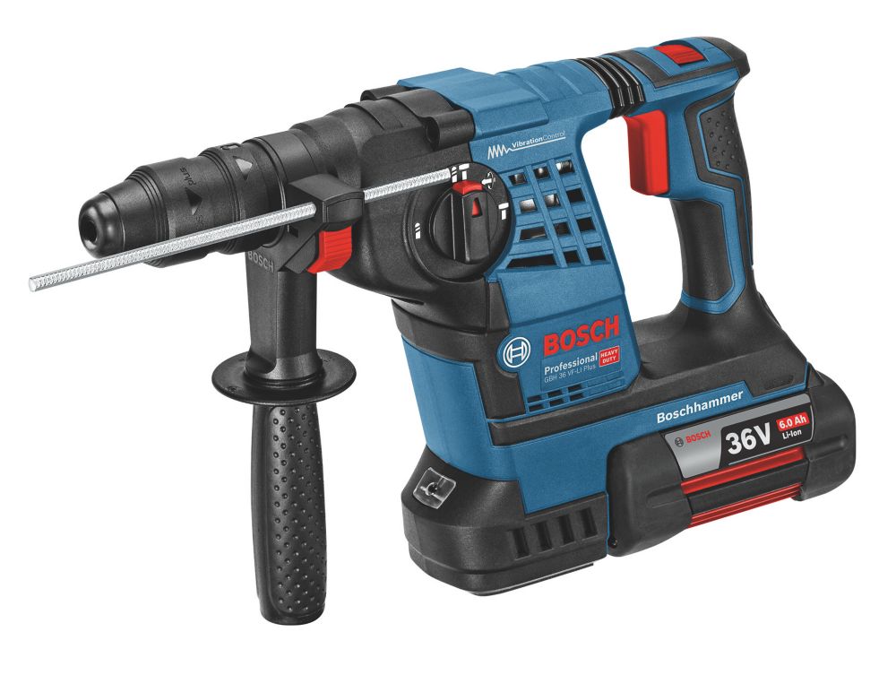 Image of Bosch GBH 36VF-LI Plus 4.6kg 36V 2 x 6.0Ah Li-Ion Coolpack Cordless SDS Plus Rotary Hammer with Keyless Chuck 