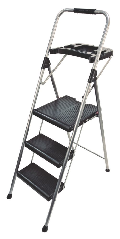 Image of Werner Steel 3-Tread Step Stool with Tray 0.73m 