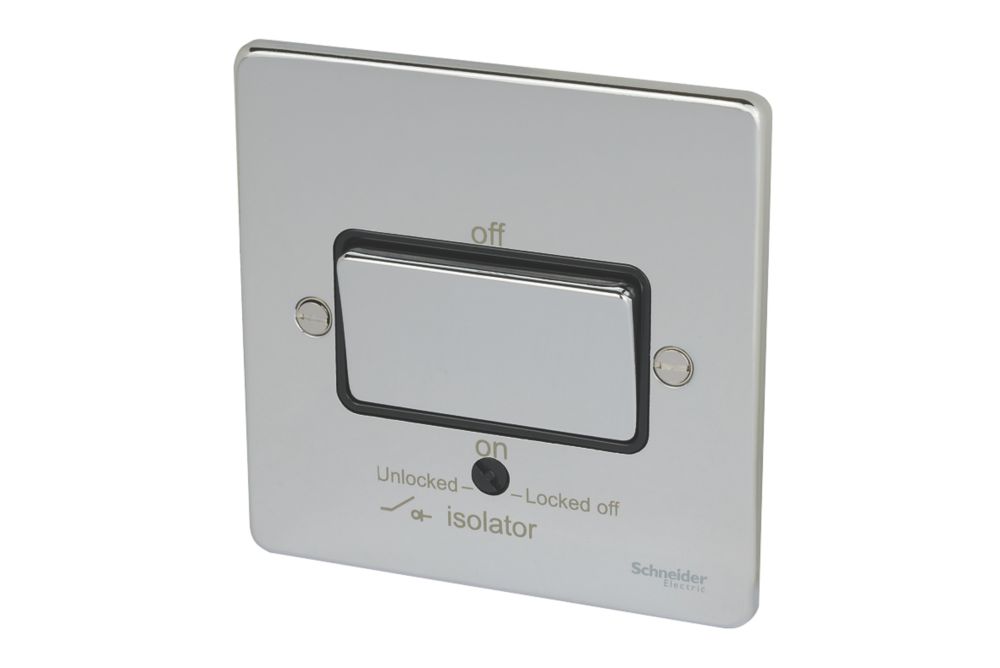 Image of Schneider Electric Ultimate Low Profile 10A 1-Gang 3-Pole Fan Isolator Switch Polished Chrome with Black Inserts 