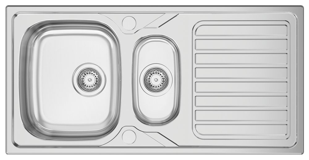 Image of Clearwater Okio 1.5 Bowl Stainless Steel Kitchen Sink 1000mm x 500mm 