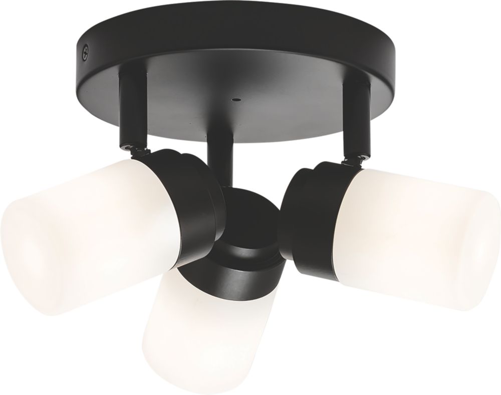 Image of Knightsbridge Round 3-Light Triple G9 Wall & Ceiling Spotlight Matt Black 