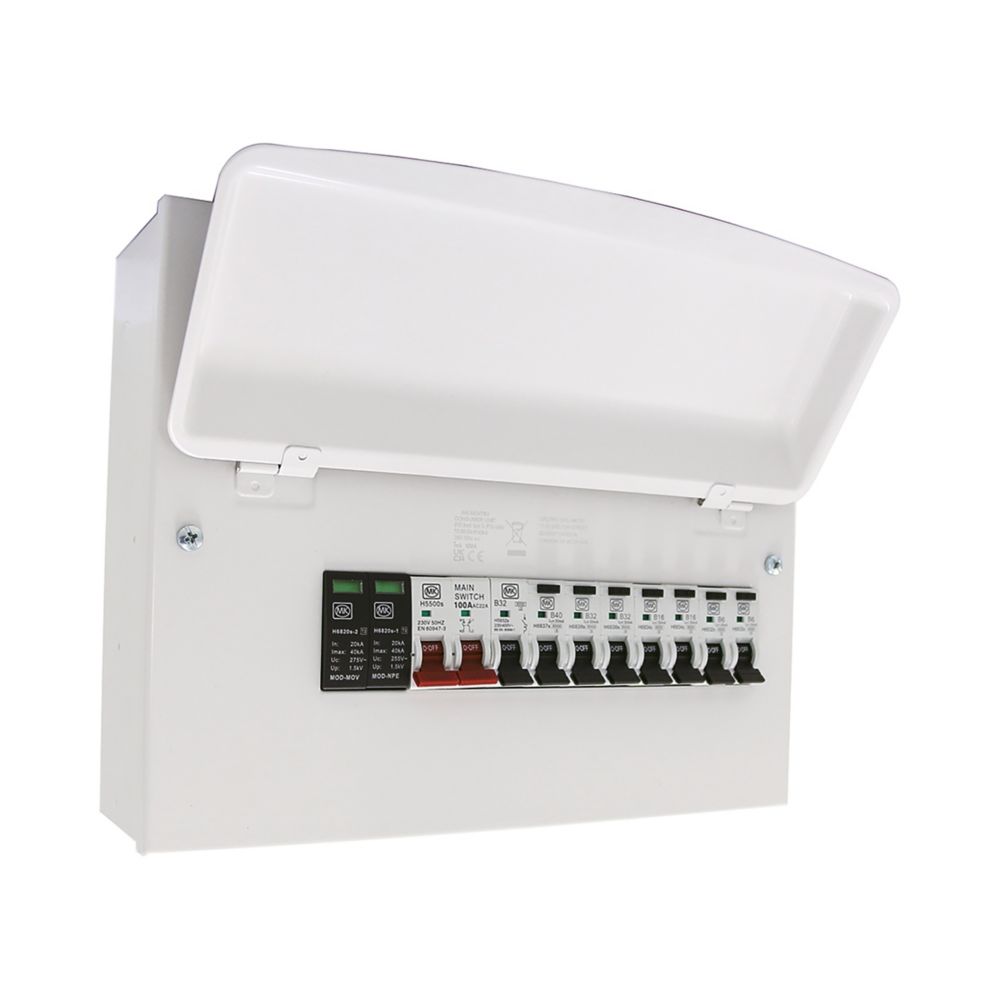 Image of MK Sentry 12-Module 7-Way Populated High Integrity SPD Enclosure Kit Consumer Unit with SPD 