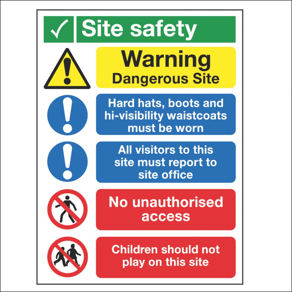 Image of Warning "Site Safety" Signs 400mm x 300mm 50 Pack 