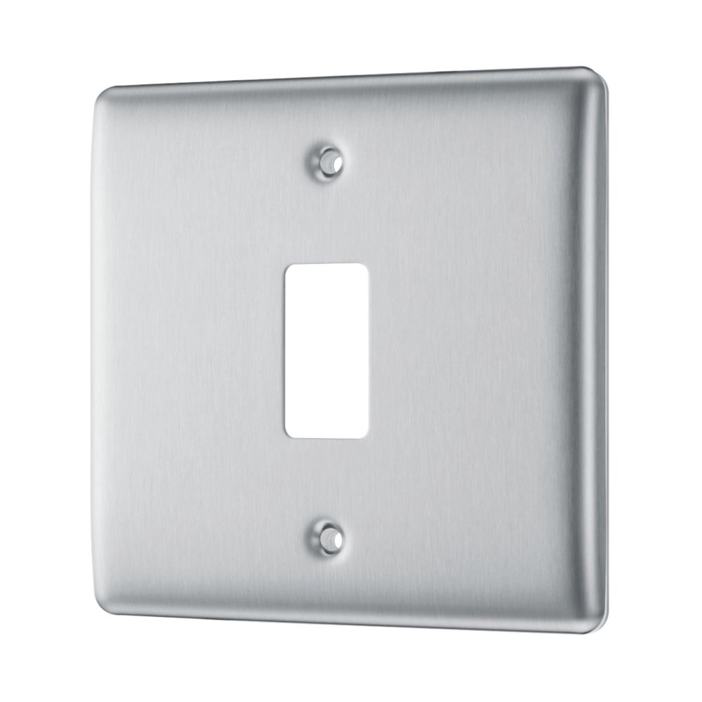 Image of British General Nexus Grid 1-Module Grid Faceplate Brushed Steel 