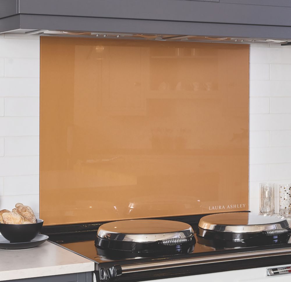 Image of Laura Ashley Copper Self-Adhesive Glass Kitchen Splashback 900mm x 750mm x 6mm 