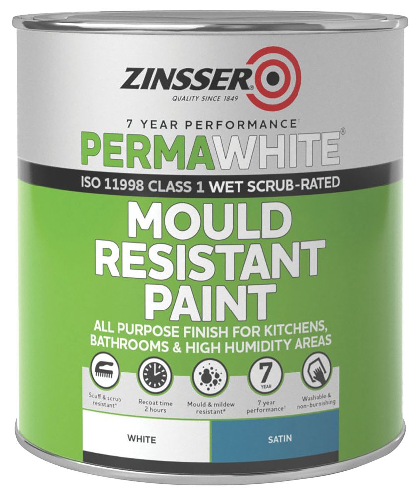 Image of Zinsser Self-Priming Paint Satin White 1Ltr 