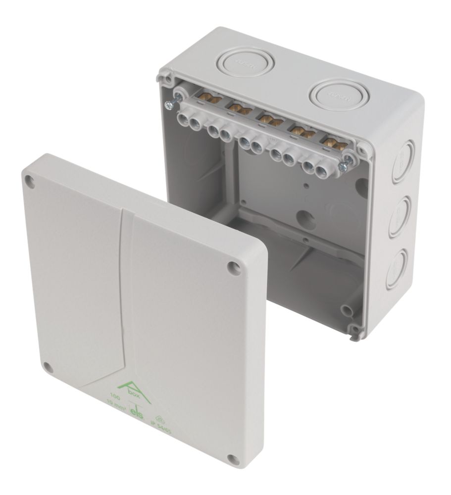 Image of IP65 57A 11-Terminal Weatherproof Outdoor Adaptable Box 140mm x 79mm x 140mm 