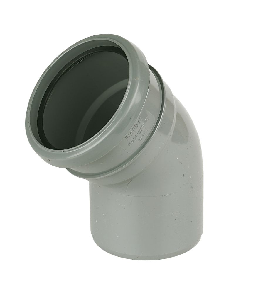 Image of FloPlast Push-Fit 135Â° Single Socket Bend Grey 110mm 