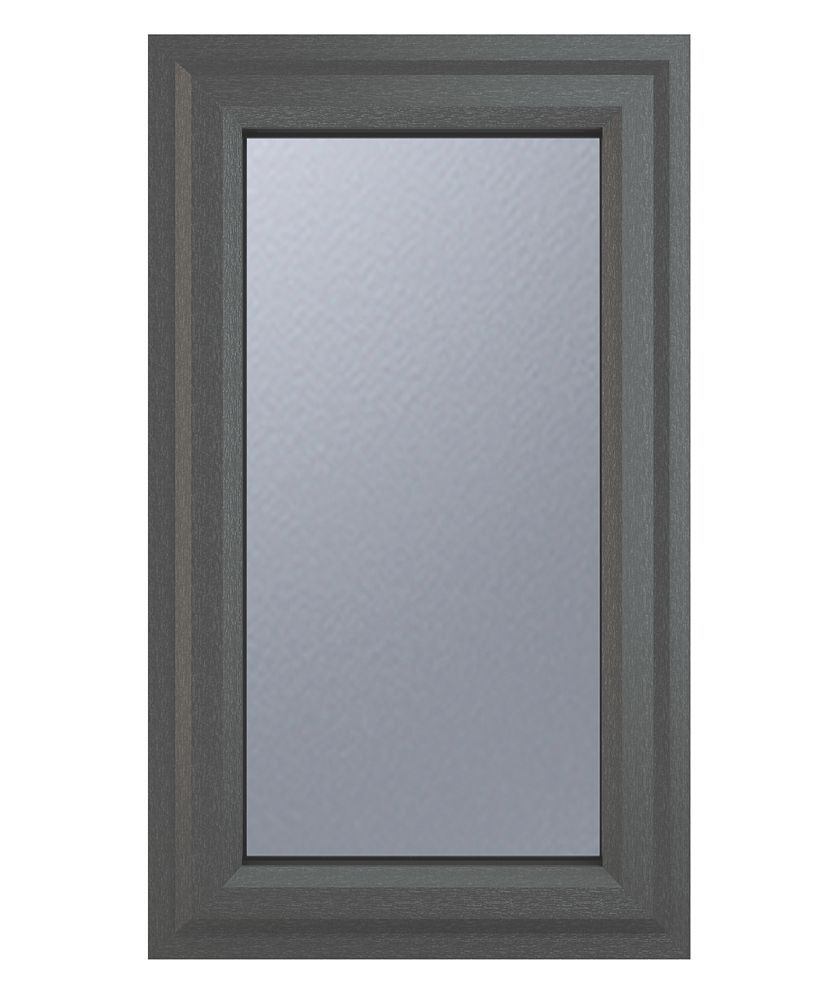 Image of Crystal Right-Hand Opening Obscure Triple-Glazed Casement Anthracite on White uPVC Window 610mm x 1040mm 