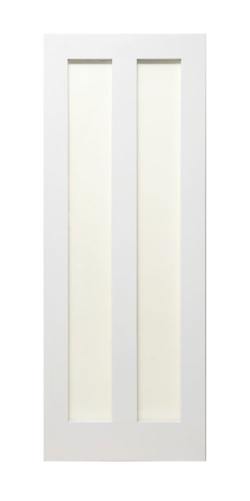 Image of 2-Clear Light Primed White Wooden Shaker Internal Door 2032mm x 813mm 
