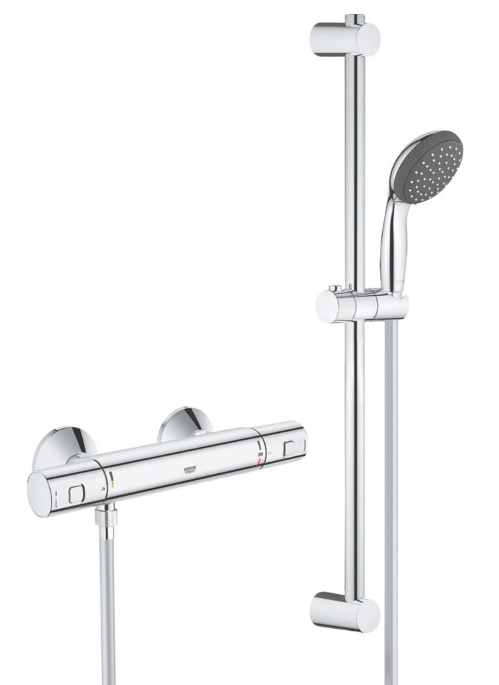 Image of Grohe Precision Start HP Rear-Fed Exposed Chrome Thermostatic Shower Mixer 