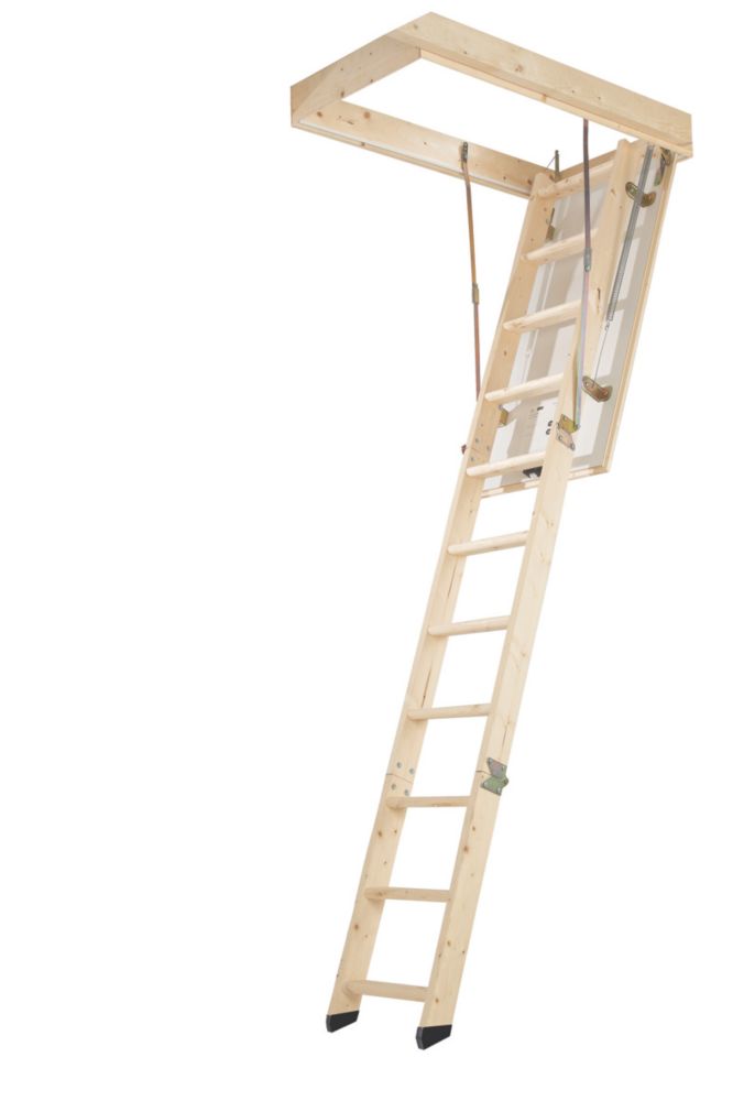 Image of Werner Timberline 3-Sections Insulated Timber Loft Ladder Kit 2.92m 