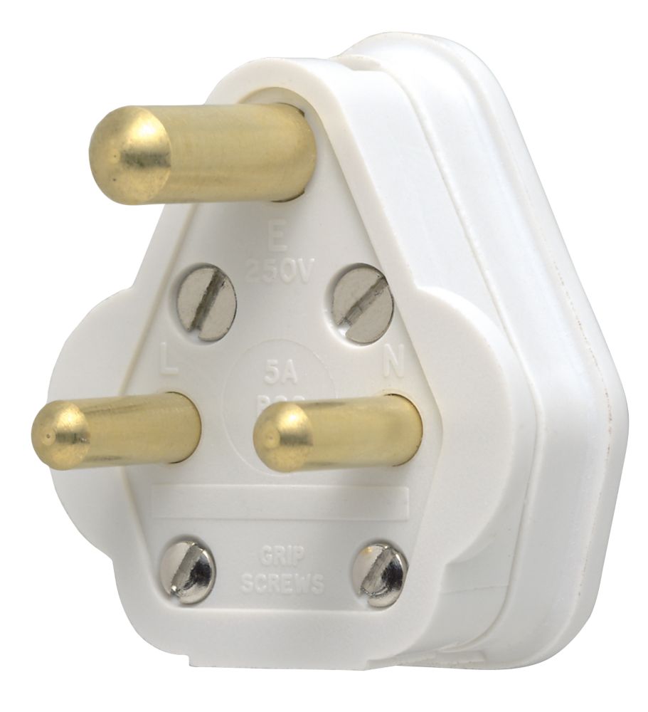 Image of MK 5A Unfused Round Pin Plug White 