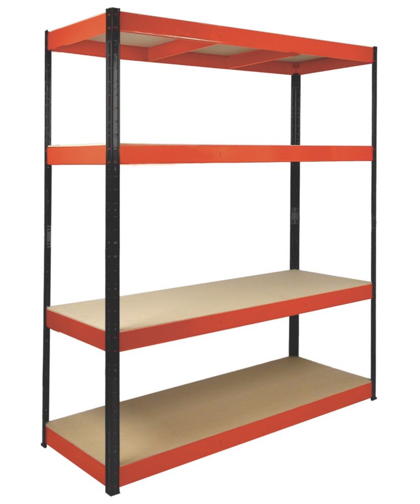Image of RB Boss 4-Tier Powder-Coated Steel Boltless Freestanding Shelving 1600mm x 600mm x 1800mm 