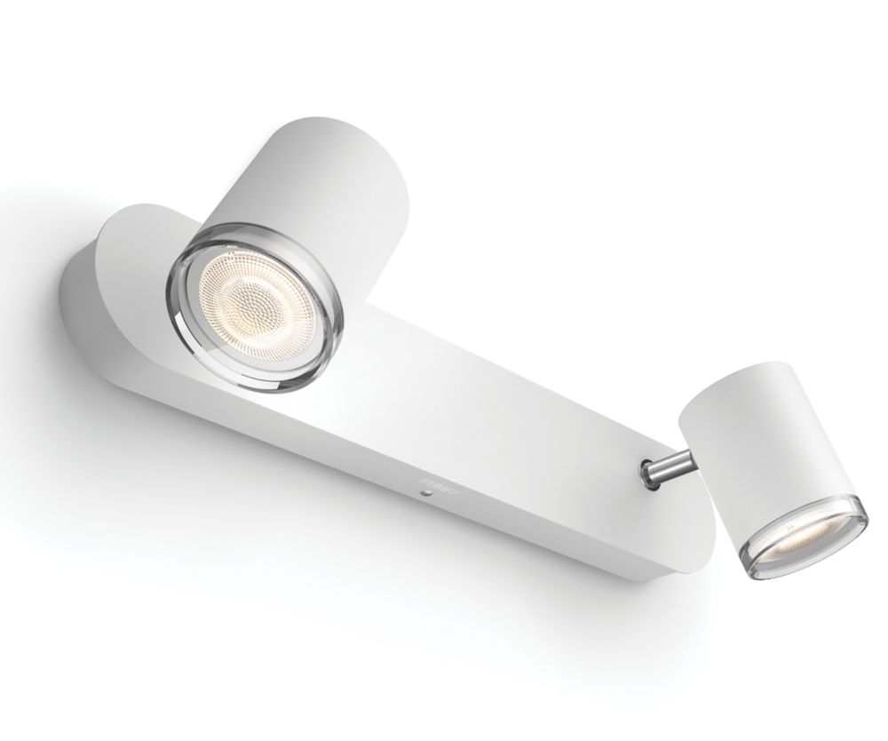 Image of Philips Hue Ambiance Adore LED Rectangular 2-Light Smart Double Bathroom Spotlight White 5W 350lm 