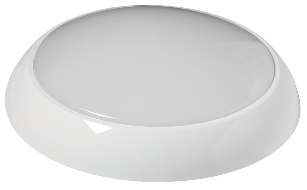 Image of Robus Golf Slim Indoor & Outdoor Maintained or Non-Maintained Emergency Round LED 3hr Emergency Bulkhead With Microwave Sensor White 12.1W 830 / 900 / 910lm 