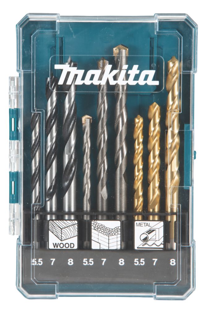 Image of Makita D-71978 Straight Shank Drill Bit Set 9 Pieces 