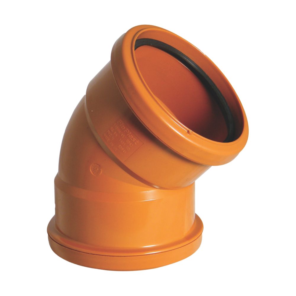 Image of FloPlast Push-Fit 45Â° Double Socket Bend 110mm 