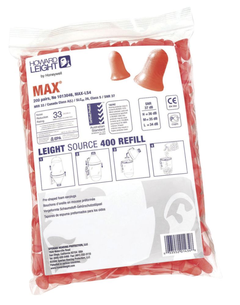 Image of Howard Leight Max 37dB Foam Ear Plugs 200 Pairs 