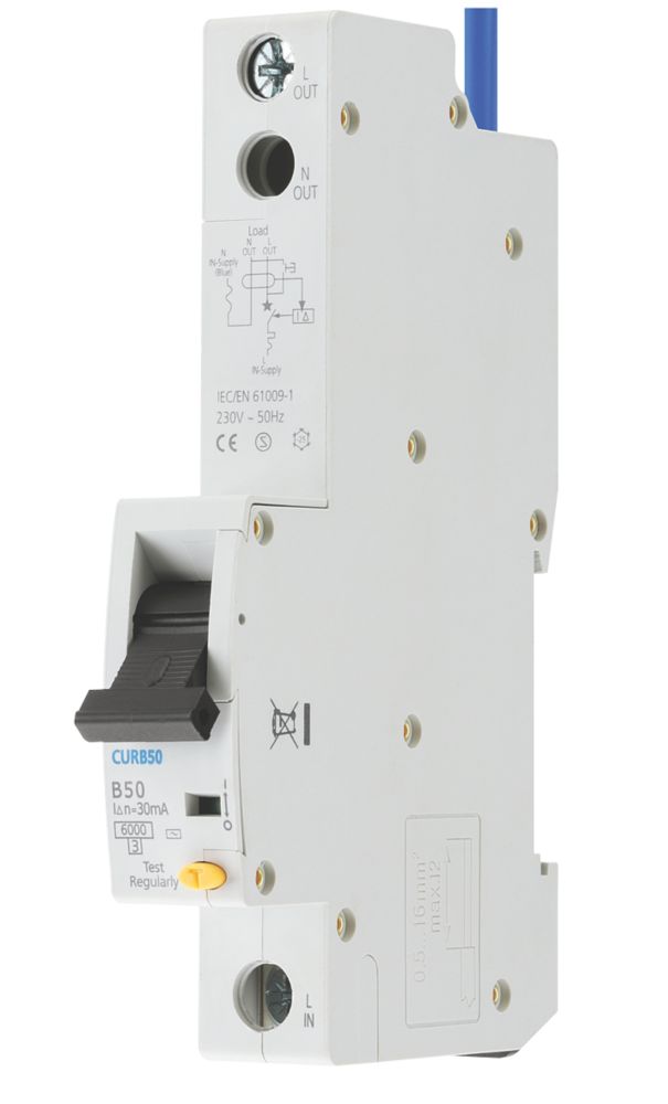 Image of British General 50A 30mA SP & N Type B RCBO 