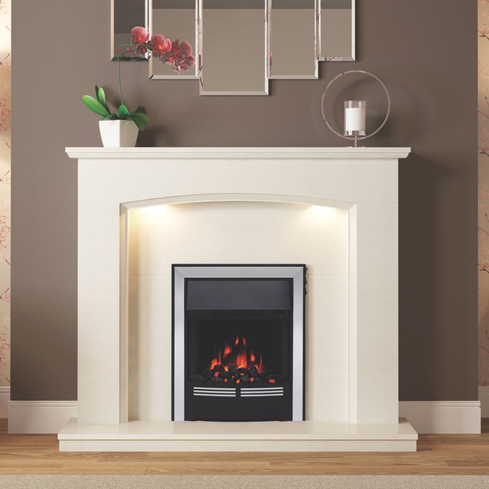 Image of Be Modern Vitesse Chrome Switch Control Easy to Install Electric Inset Fire 525mm x 165mm x 590mm 
