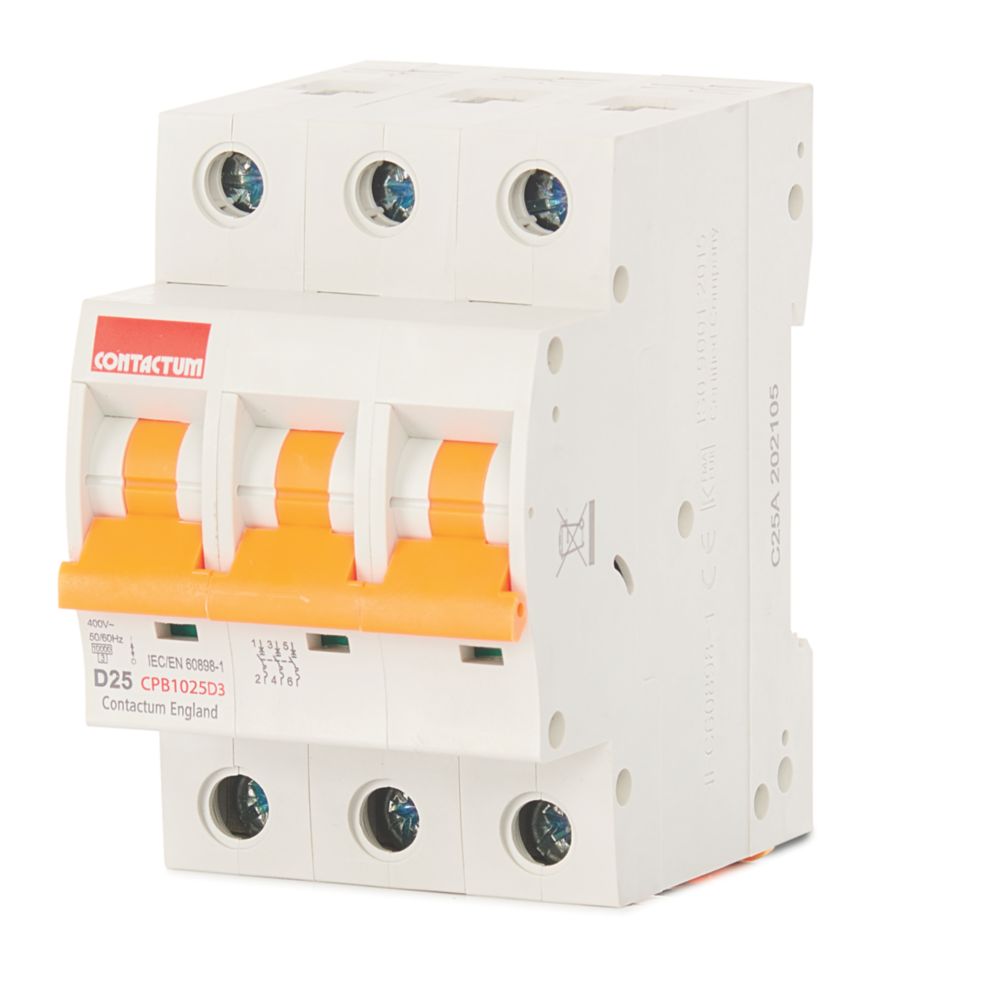 Image of Contactum Defender 25A TP Type D 3-Phase MCB 