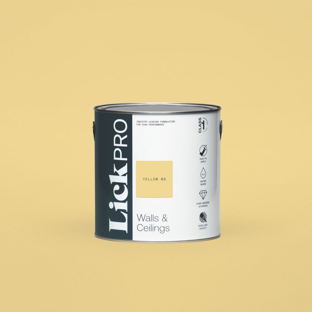 Image of LickPro Eggshell Yellow 08 Emulsion Paint 2.5Ltr 