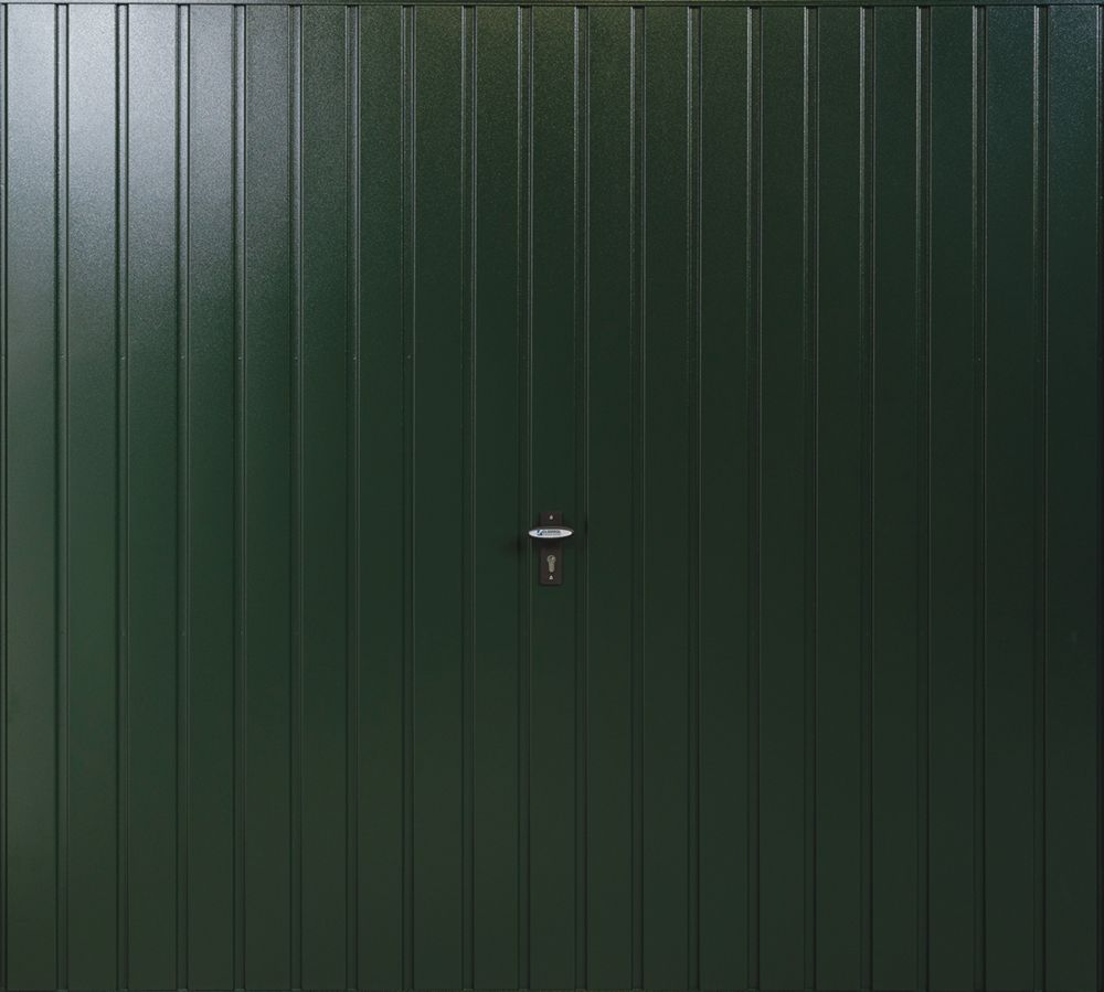 Image of Gliderol Vertical 8' x 7' Non-Insulated Frameless Steel Up & Over Garage Door Fir Green 