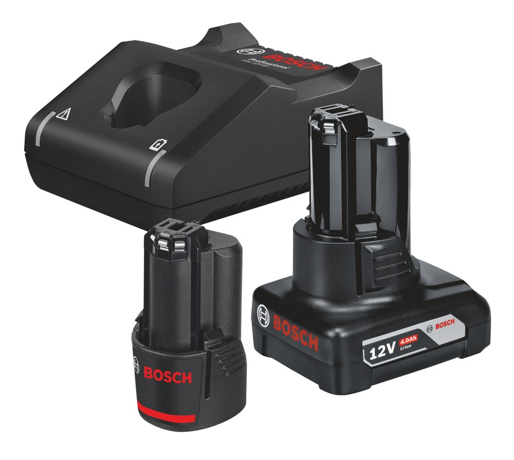 Image of Bosch Professional 12V 2.0 / 4.0Ah Li-Ion Coolpack Batteries & Charger 