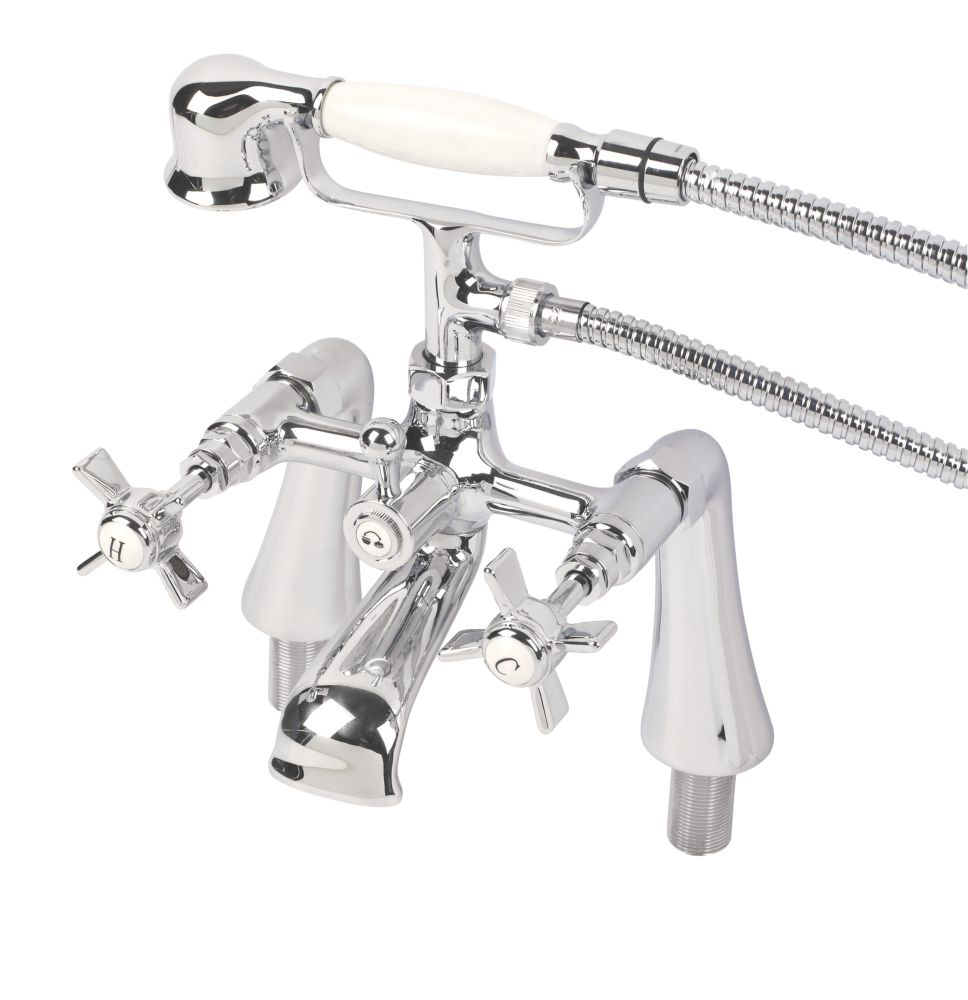 Image of Swirl Edwardian Deck-Mounted Bath/Shower Mixer Tap Chrome 