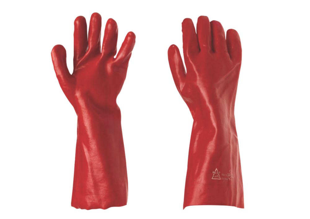 Image of Keep Safe PVC 16" Gauntlets Red Large 